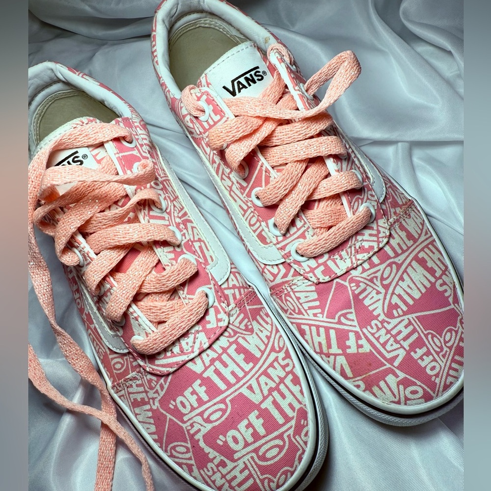 Pink and White Vans sneakers